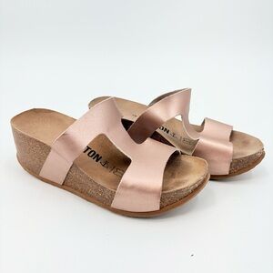 Bayton Bronze‎ Wedge Slip On Cork Sandals Size 39